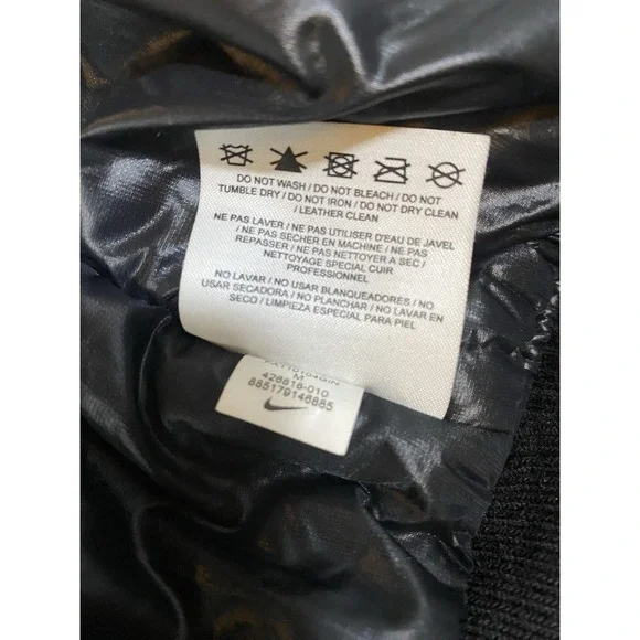 Nike Destroyer Varsity Jacket NSW Leather Sleeves Men's Medium Black Wool